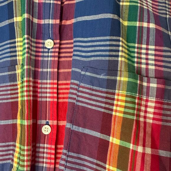 Chaps Denim Womens XL Colorful Multicolor Plaid Light Long Sleeve Button Up - Picture 7 of 7